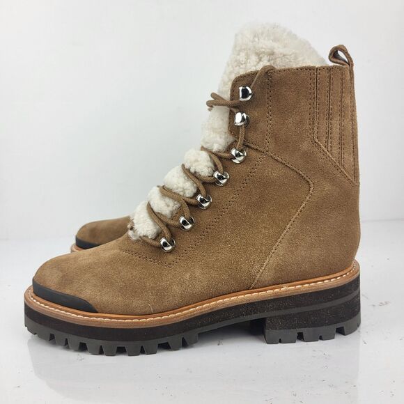 Marc Fisher Lzzie Women's Combat Boot Real Fur Brown Size 7 M - Picture 2 of 10